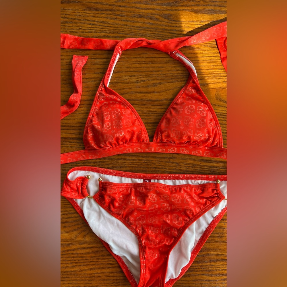 Guess logo red swimsuit. Top is size S and bottom is size L but fits medium.